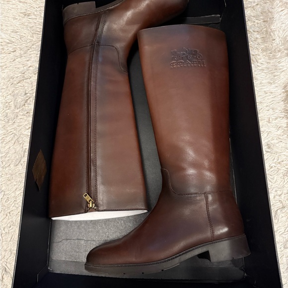 Coach Rilee Brown Leather Riding Boots w/box - Picture 2 of 9